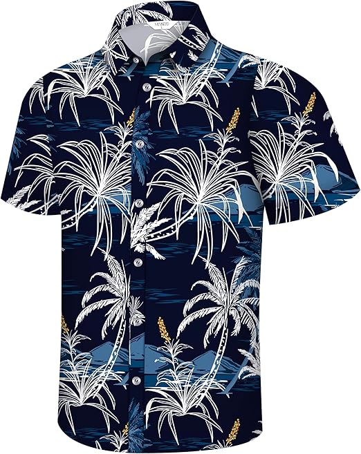 Hawaiian Shirt for Men, Tropical Shirts Casual Summer Button Down Short Sleeve Floral Shirt Vacation Outfits Cruise Shirt