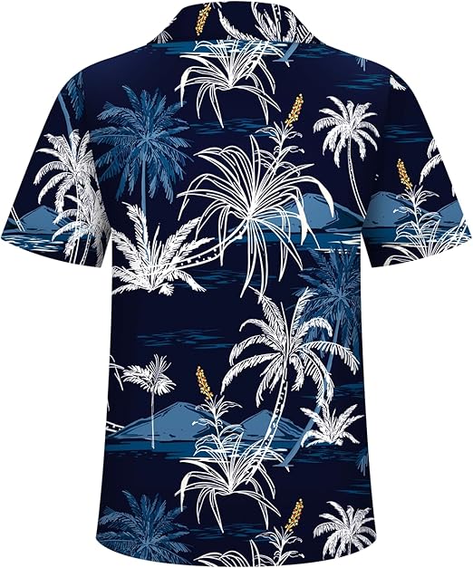 Hawaiian Shirt for Men, Tropical Shirts Casual Summer Button Down Short Sleeve Floral Shirt Vacation Outfits Cruise Shirt