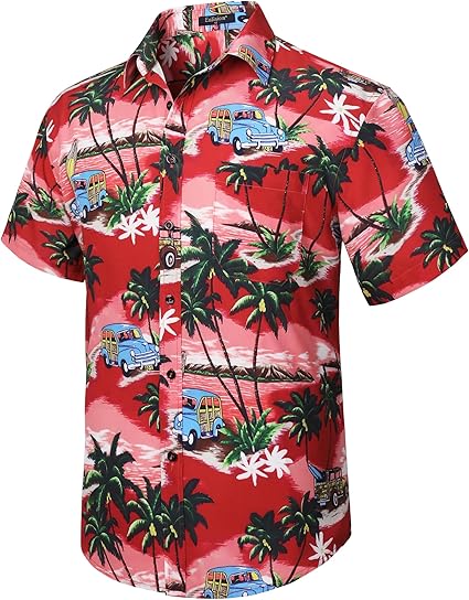 Men's Hawaiian Shirts Short Sleeve Casual Floral Button Down Tropical Shirt Summer Holiday Beach Aloha Hawaii Shirt