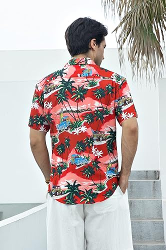 Men's Hawaiian Shirts Short Sleeve Casual Floral Button Down Tropical Shirt Summer Holiday Beach Aloha Hawaii Shirt
