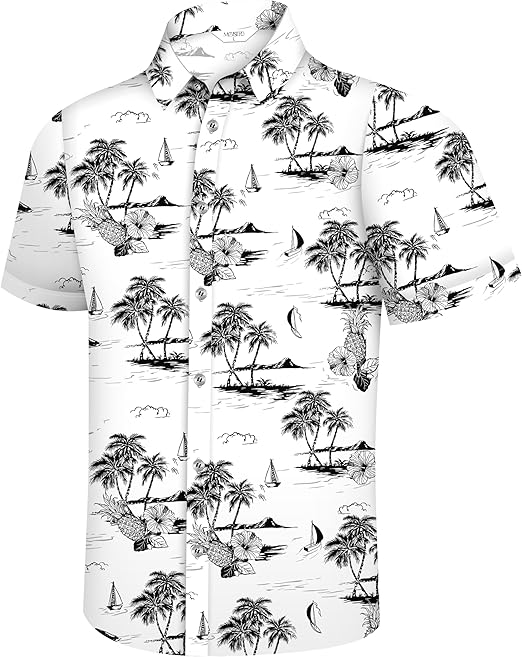 Hawaiian Shirt for Men, Tropical Shirts Casual Summer Button Down Short Sleeve Floral Shirt Vacation Outfits Cruise Shirt