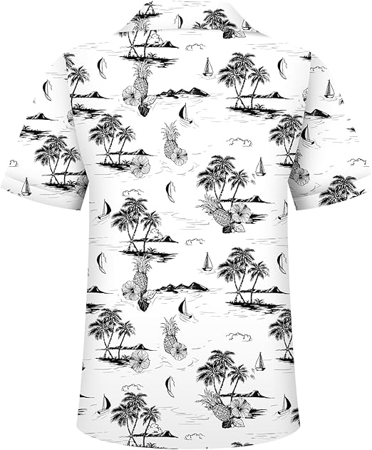 Hawaiian Shirt for Men, Tropical Shirts Casual Summer Button Down Short Sleeve Floral Shirt Vacation Outfits Cruise Shirt