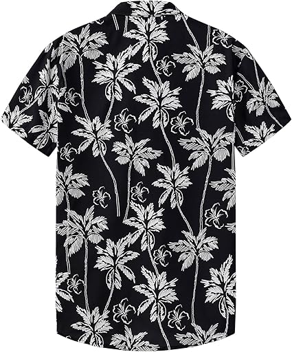 Men's Hawaiian Casual Shirt: Men's Tropical Button Down Short Sleeve Shirt with Pocket for Beach Vacation