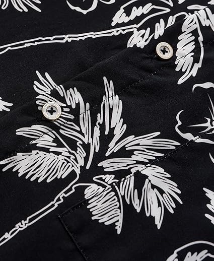 Men's Hawaiian Casual Shirt: Men's Tropical Button Down Short Sleeve Shirt with Pocket for Beach Vacation
